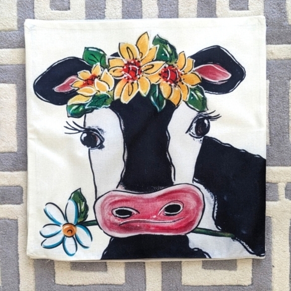 NEW COW Pillow Cover 20X20" Farmhouse Cottage Ranch Country Year of the OX - Picture 2 of 9